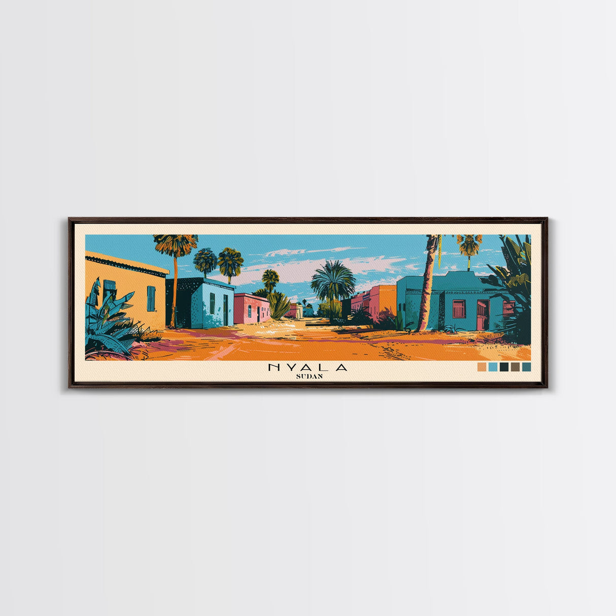 Nyala, Sudan Panoramic Canvas Print, Nyala, Sudan Painting, Sudan Art, Nyala Travel Poster, Travel Art, Guest Room Painting