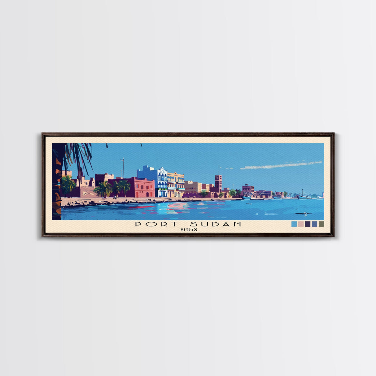 Port Sudan, Sudan Panoramic Canvas Print, Port Sudan, Sudan Painting, Sudan Art, Port Sudan Travel Poster, Travel Art, Living Room Painting