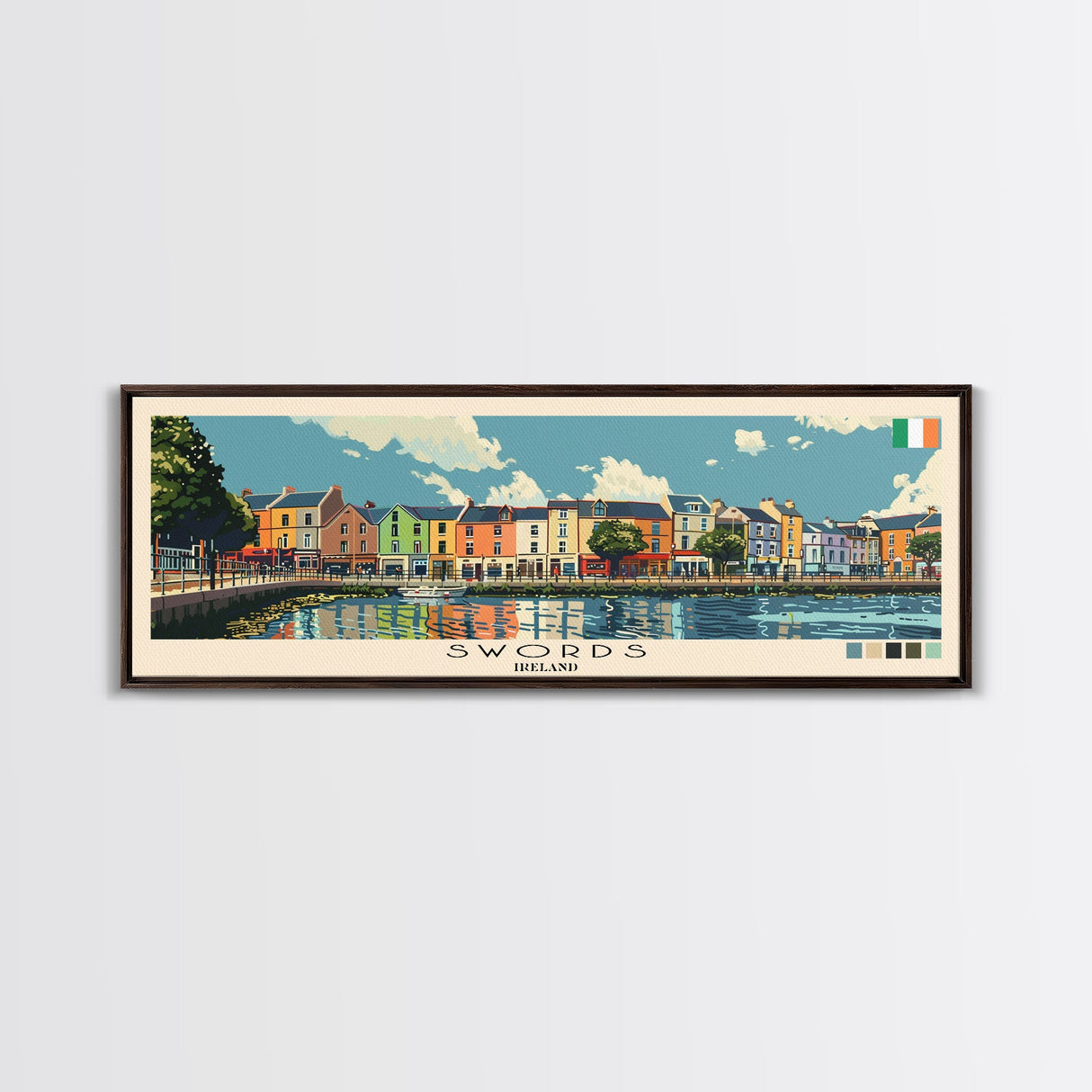 Swords, Ireland Panoramic Canvas Print, Swords, Ireland Painting, Ireland Art, Swords Travel Poster, Travel Art, Guest Room Painting