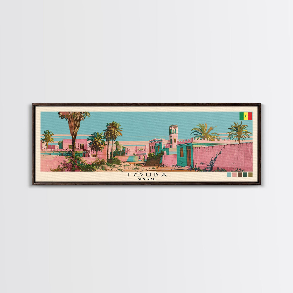 Touba, Senegal Panoramic Canvas Print, Touba, Senegal Painting, Senegal Art, Touba Travel Poster, Travel Art, Guest Room Painting
