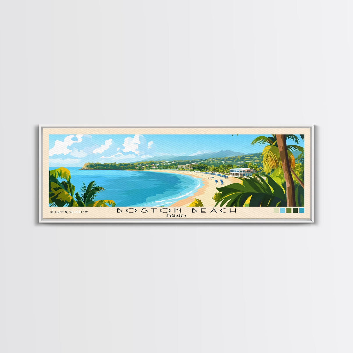 Boston Beach, Jamaica Panoramic Print, Vacation Gift, Jamaica Wall Art, Vacation Wall Art, Vacatation Memories, Beach Decor, Beach Or Lakehouse Art