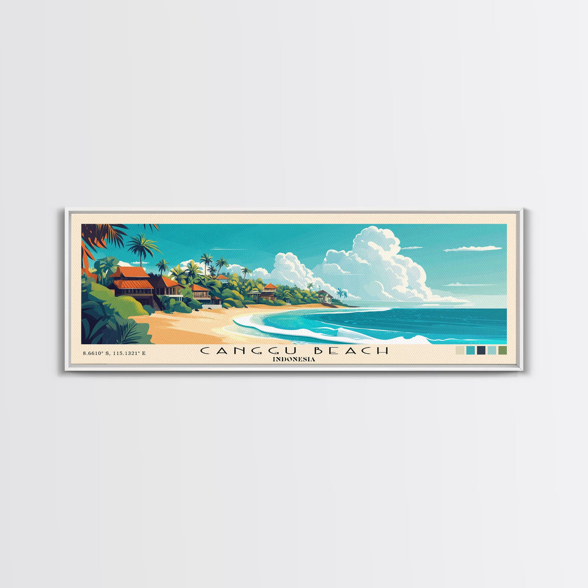 Canggu Beach, Indonesia Panoramic Print, Vacation Gift, Indonesia Wall Art, Beach Painting, Beach Decor, Beach Or Lakehouse Art