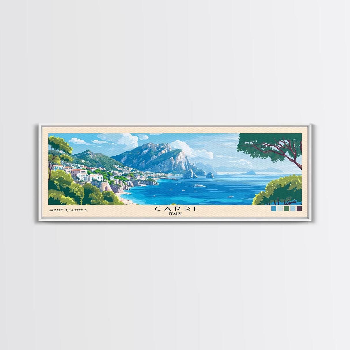 Capri, Italy Panoramic Print, Vacation Gift, Italy Wall Art, Vacation Wall Art, Vacatation Memories, Beach Decor, Beach Or Lakehouse Art