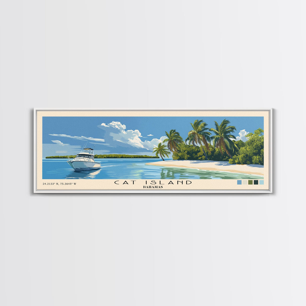 Cat Island, Bahamas Panoramic Beach Print, Vacation Gift, Bahamas Wall Art, Beach Painting, Beach Decor, Beach Painting