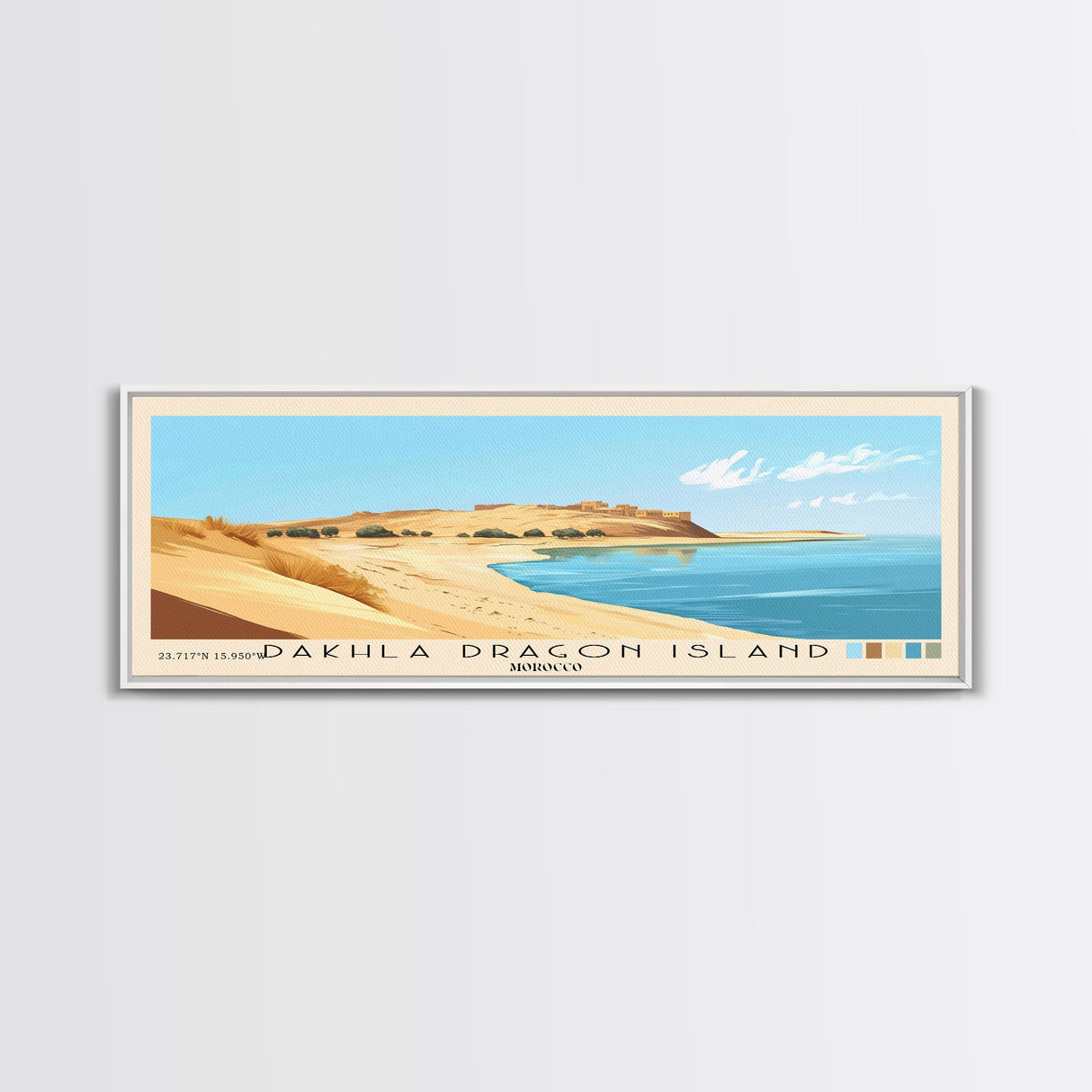 Dakhla dragon island, Morocco Panoramic Print, Vacation Gift, Morocco Wall Art, Beach Painting, Beach Decor, Beach Or Lakehouse Art