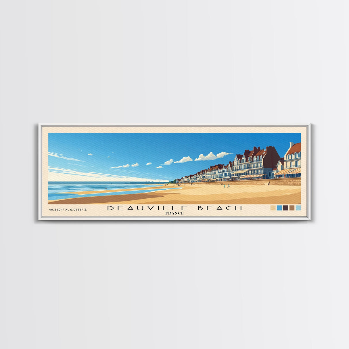 Deauville Beach, France Panoramic Print, Vacation Gift, France Wall Art, Vacation Wall Art, Vacatation Memories, Beach Decor, Beach Or Lakehouse Art