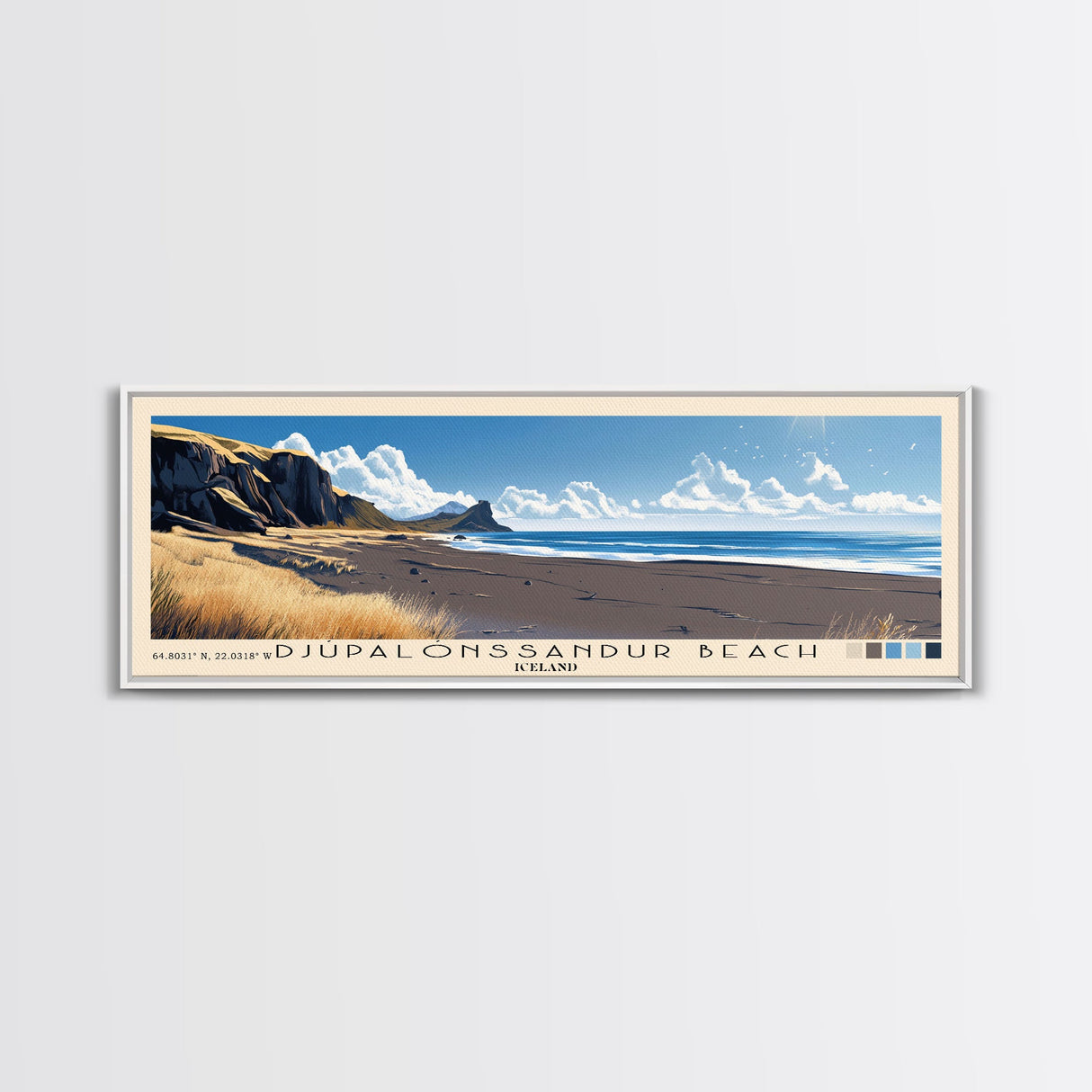 Djúpalónssandur Beach, Iceland Panoramic Print, Vacation Gift, Iceland Wall Art, Vacation Wall Art, Vacatation Memories, Beach Decor, Beach Or Lakehouse Art