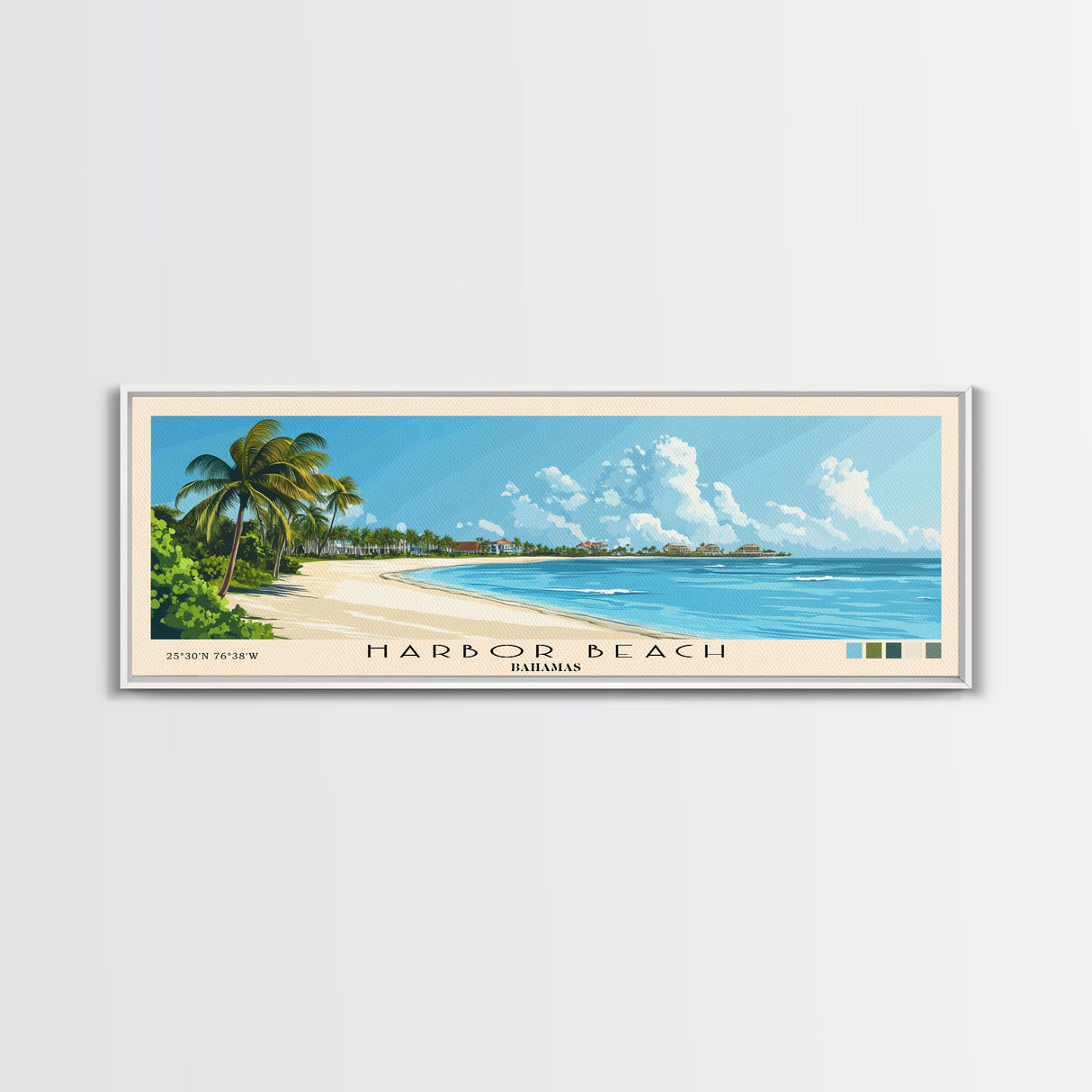 Harbor Beach, Bahamas Panoramic Print, Vacation Gift, Bahamas Wall Art, Beach Painting, Beach Decor, Beach Or Lakehouse Art