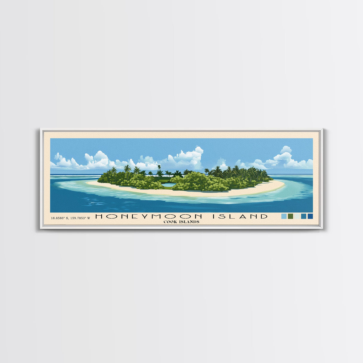 Honeymoon Island, Cook Islands Panoramic Print, Vacation Gift, Cook Islands Wall Art, Vacation Wall Art, Vacatation Memories, Beach Decor, Beach Or Lakehouse Art