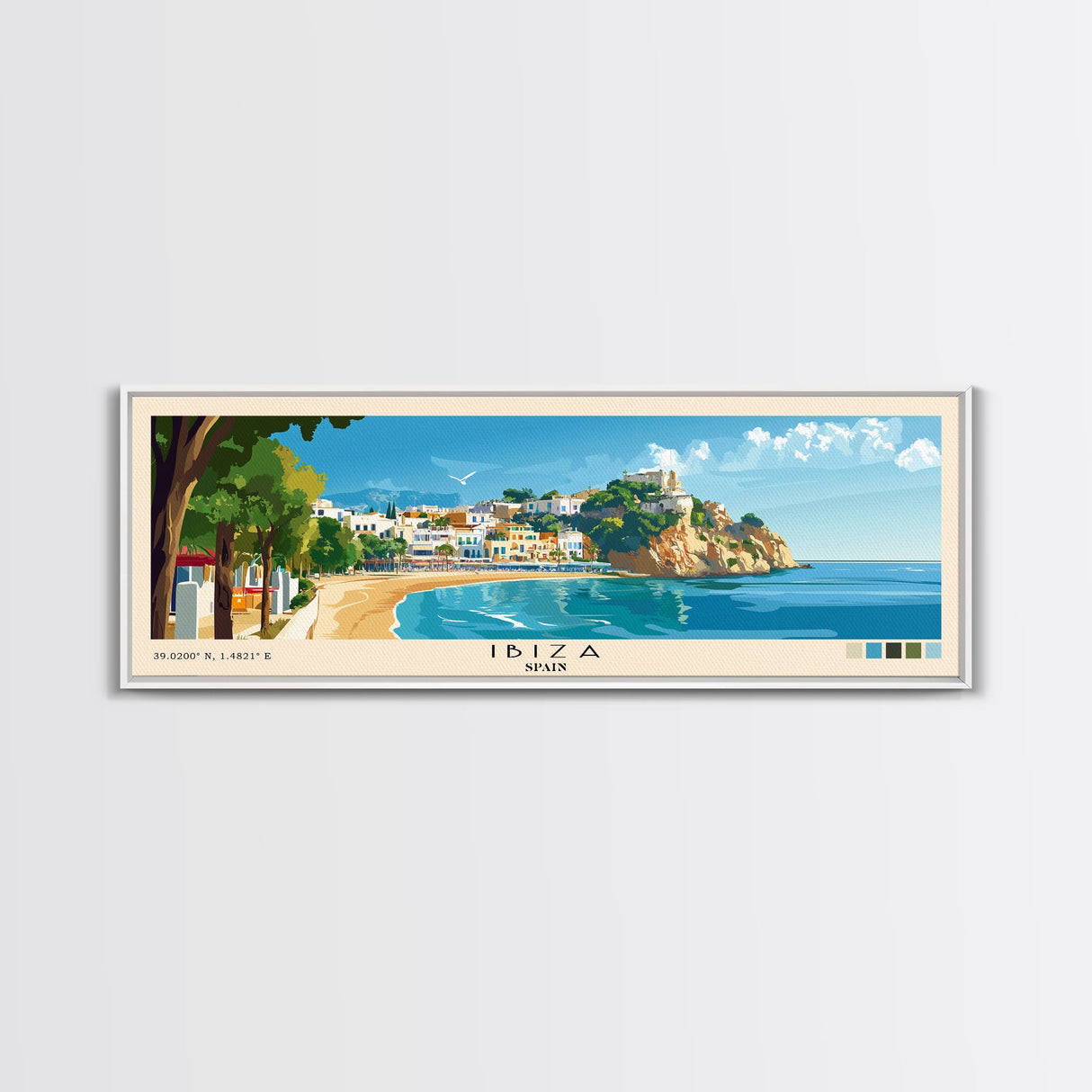 Ibiza, Spain Panoramic Print, Vacation Gift, Spain Wall Art, Vacation Wall Art, Vacatation Memories, Beach Decor, Beach Or Lakehouse Art