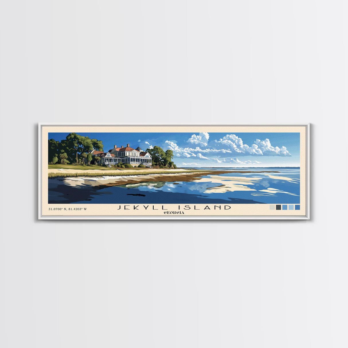 Jekyll Island, Georgia Panoramic Print, Vacation Gift, Georgia Wall Art, Beach Painting, Beach Decor, Large Wall Art, Wood Frame Art