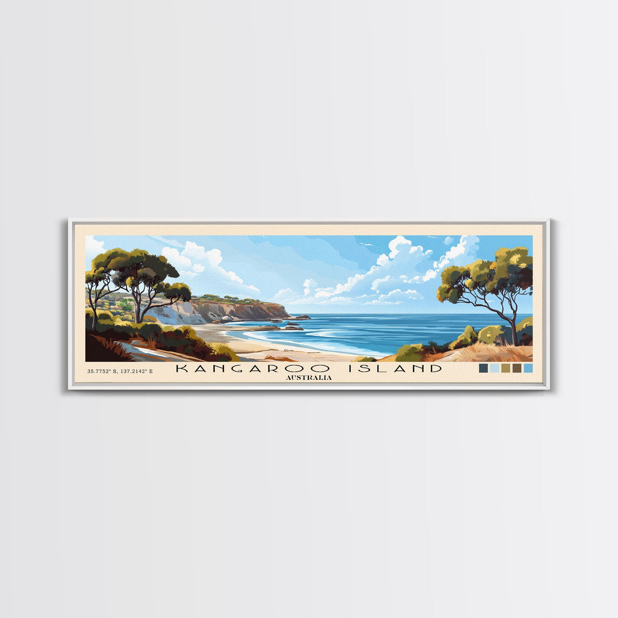 Kangaroo Island, Australia Panoramic Print, Vacation Gift, Australia Wall Art, Beach Painting, Beach Decor, Large Wall Art, Wood Frame Art