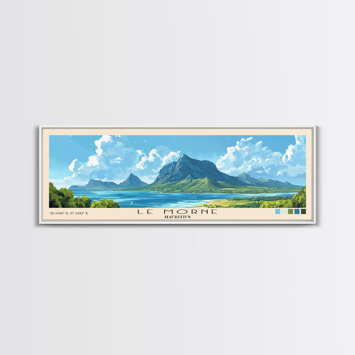 Le Morne, Mauritius Panoramic Print, Vacation Gift, Mauritius Wall Art, Beach Painting, Beach Decor, Beach Or Lakehouse Art