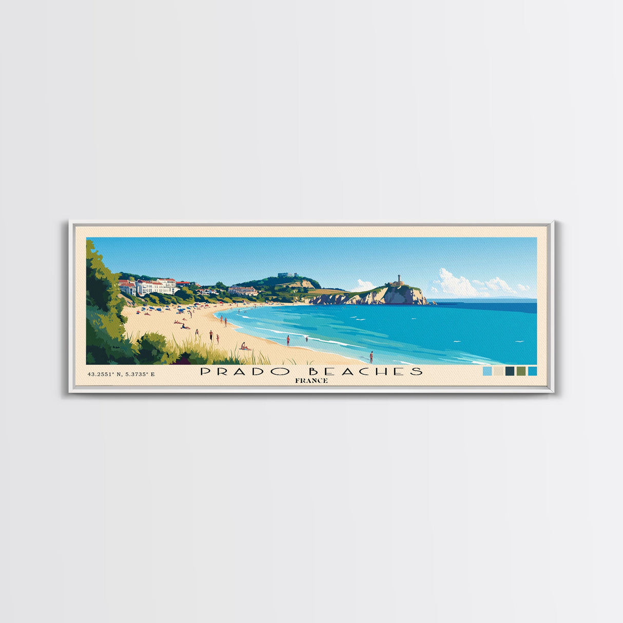 Prado Beaches, France Panoramic Print, Vacation Gift, France Wall Art, Vacation Wall Art, Vacatation Memories, Beach Decor, Beach Or Lakehouse Art