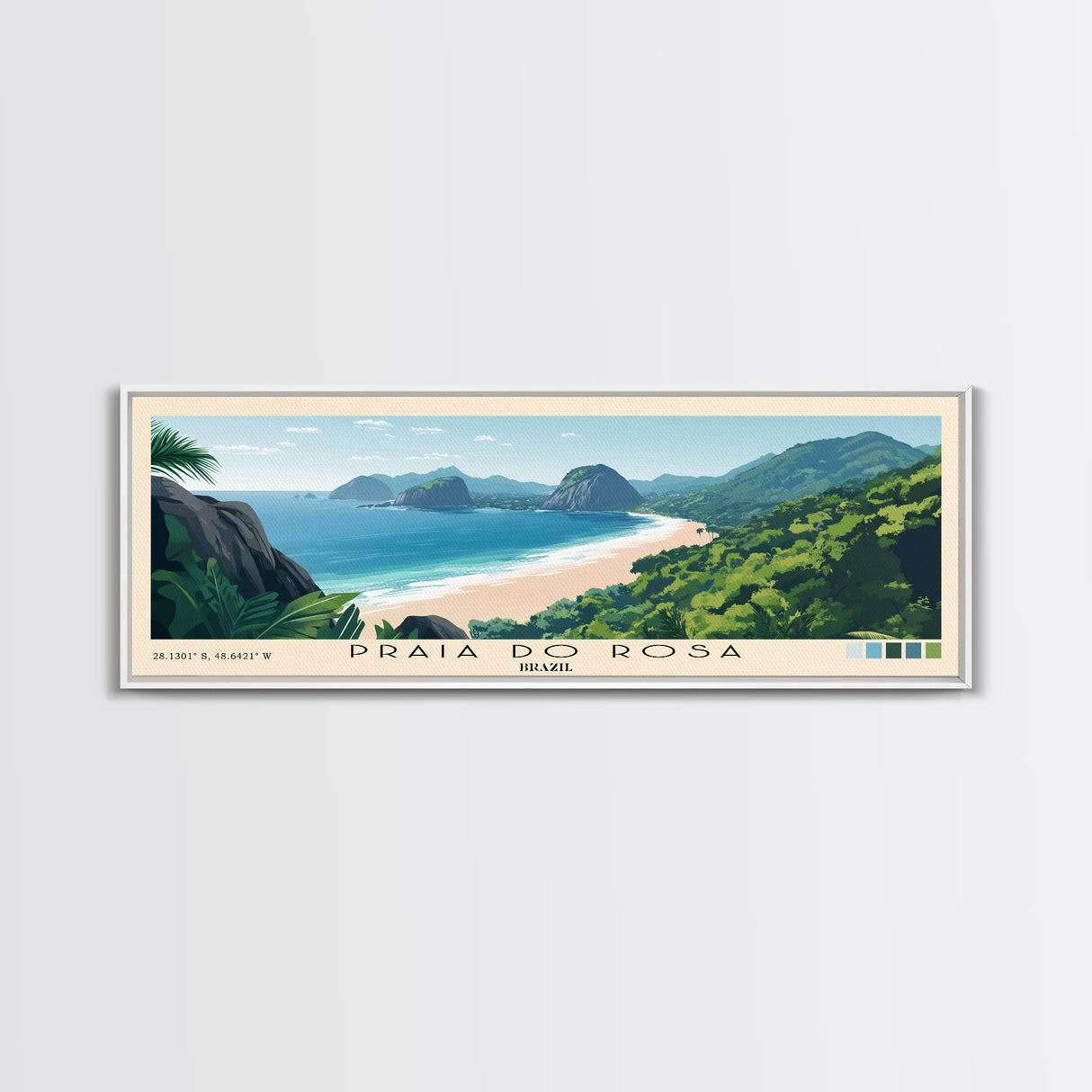 Praia do Rosa, Brazil Panoramic Print, Vacation Gift, Brazil Wall Art, Beach Painting, Beach Decor, Beach Or Lakehouse Art