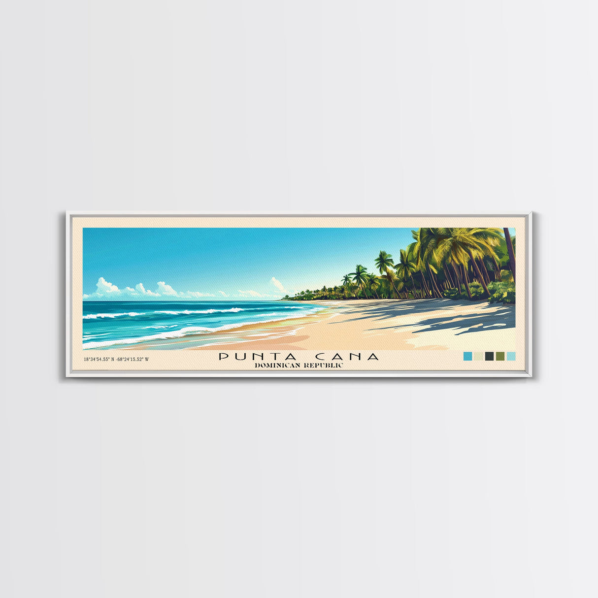 Punta Cana, Dominican Republic Panoramic Print, Vacation Gift, Dominican Republic Wall Art, Vacation Wall Art, Vacatation Memories, Beach Decor, Beach Or Lakehouse Art