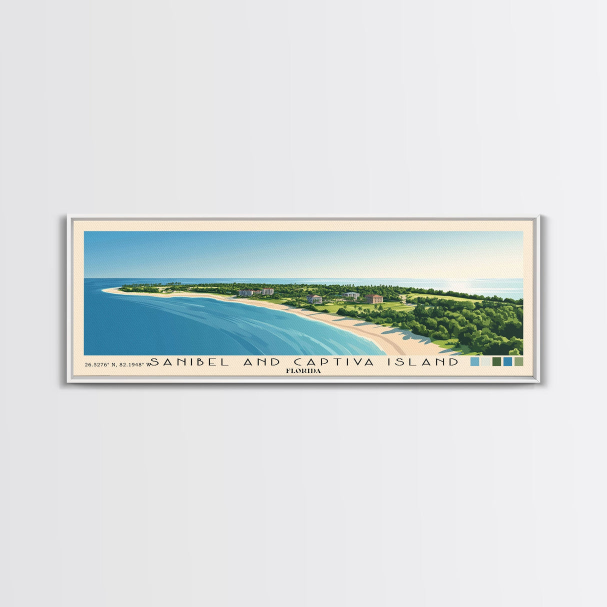 Sanibel and Captiva Island, Florida Panoramic Print, Vacation Gift, Florida Wall Art, Vacation Wall Art, Vacatation Memories, Beach Decor, Beach Or Lakehouse Art