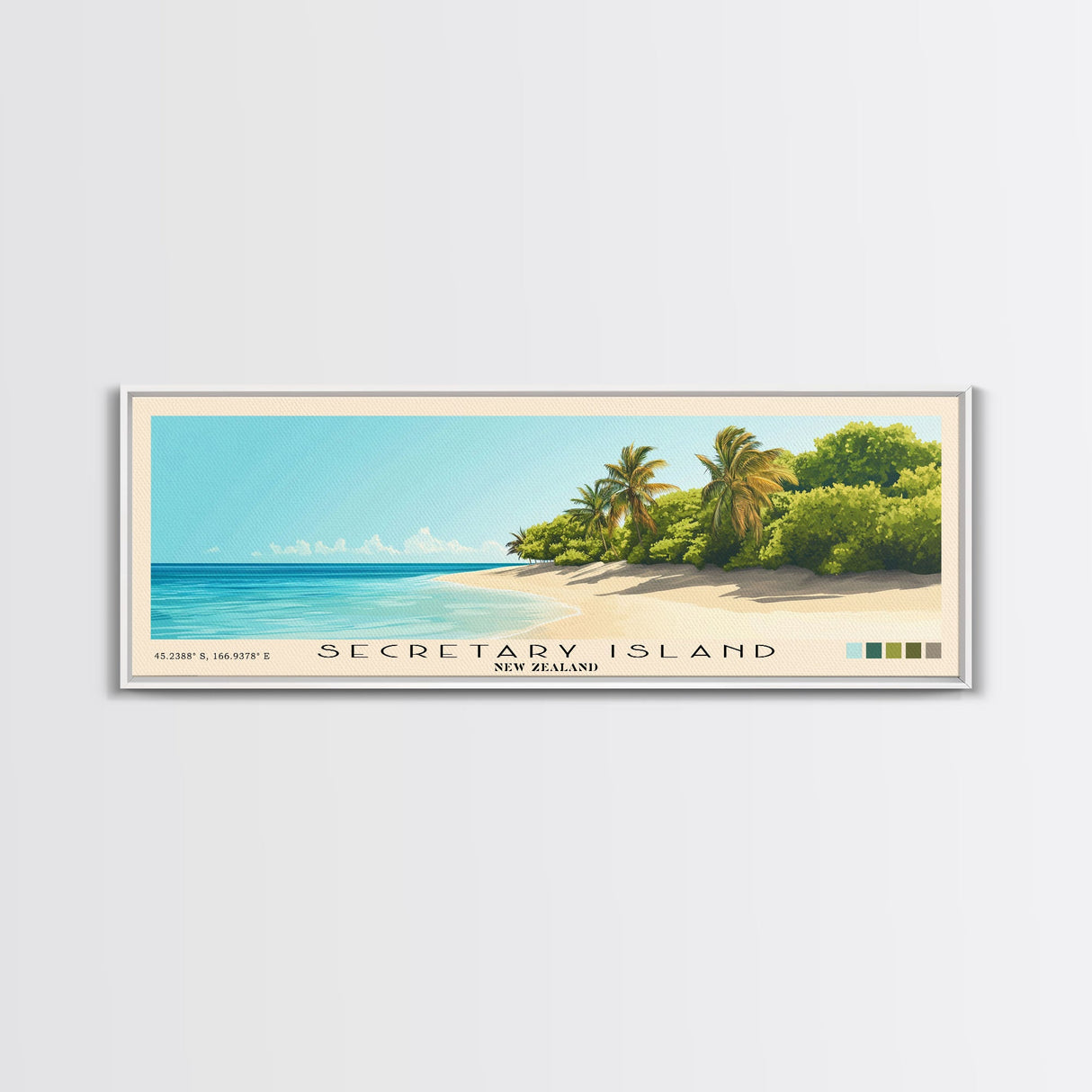 Secretary Island, New Zealand Panoramic Beach Print, Vacation Gift, New Zealand Wall Art, Beach Painting, Beach Decor, Beach Painting