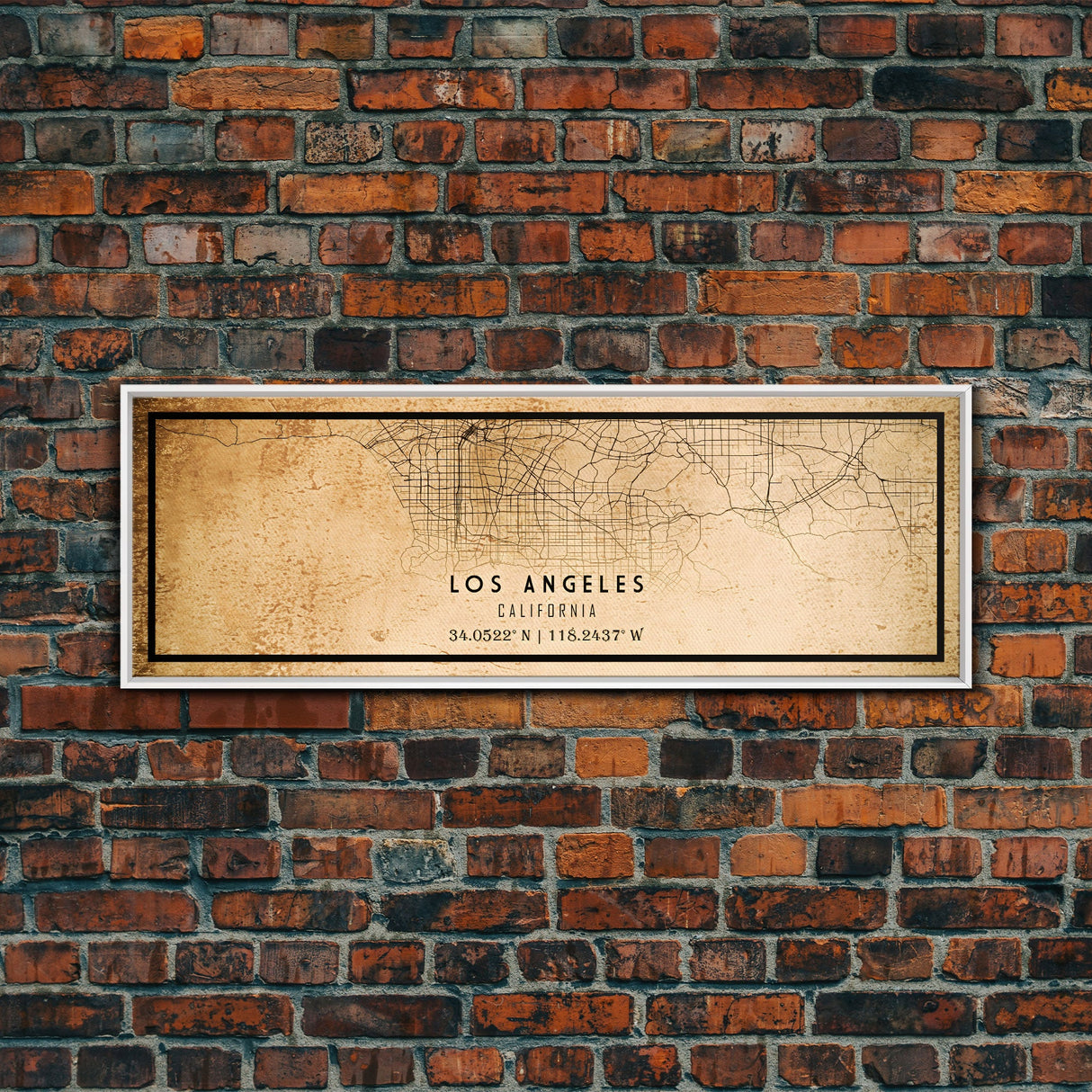 Panoramic Los Angeles Vintage Map Print | Los Angeles Map | California Map Art | City Road Map Poster | Distressed / Retro LA Street Art