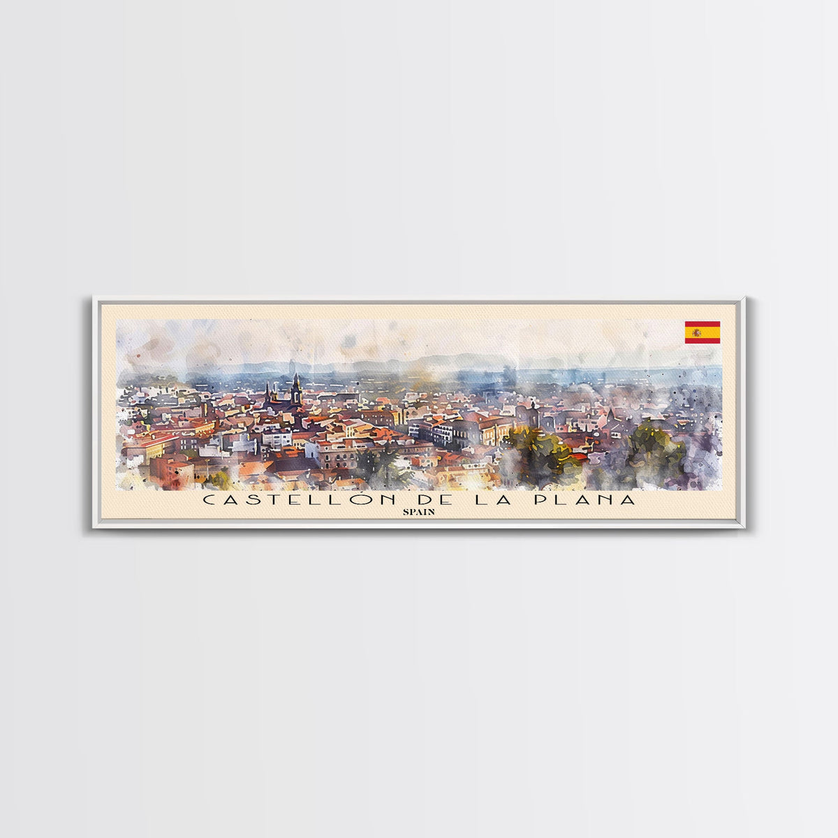 Castellon de la Plana Spain Wall Art, Panoramic Travel Poster, Panoramic Framed Canvas Print, City Wall Art, Wall Hanging Home Decor, Travel Art
