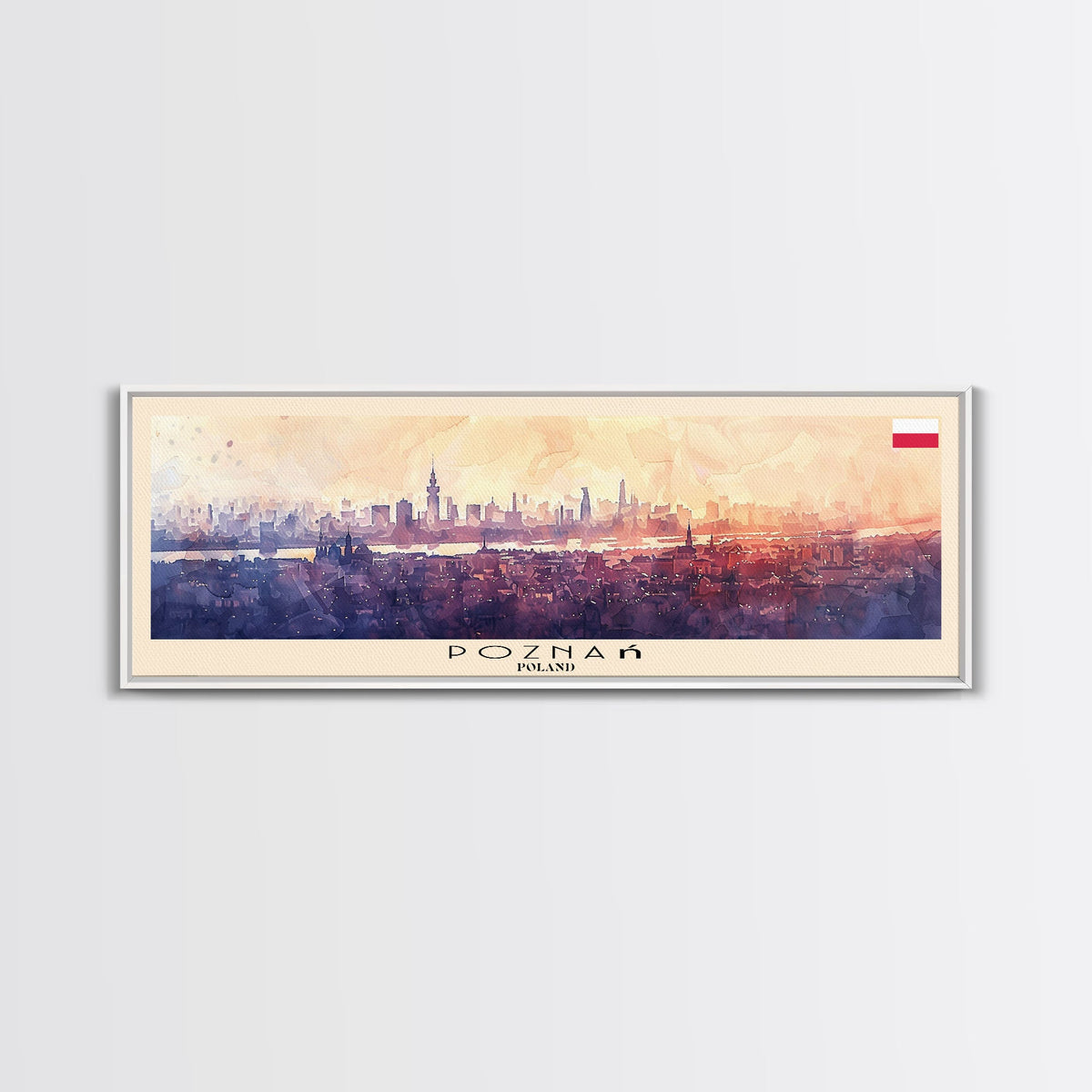 Pozna Poland Travel Art, City Art, Framed Canvas Print or Metal Wall Art, Europe Travel Poster, Panoramic Wall Art, Extra Wide Wall Art