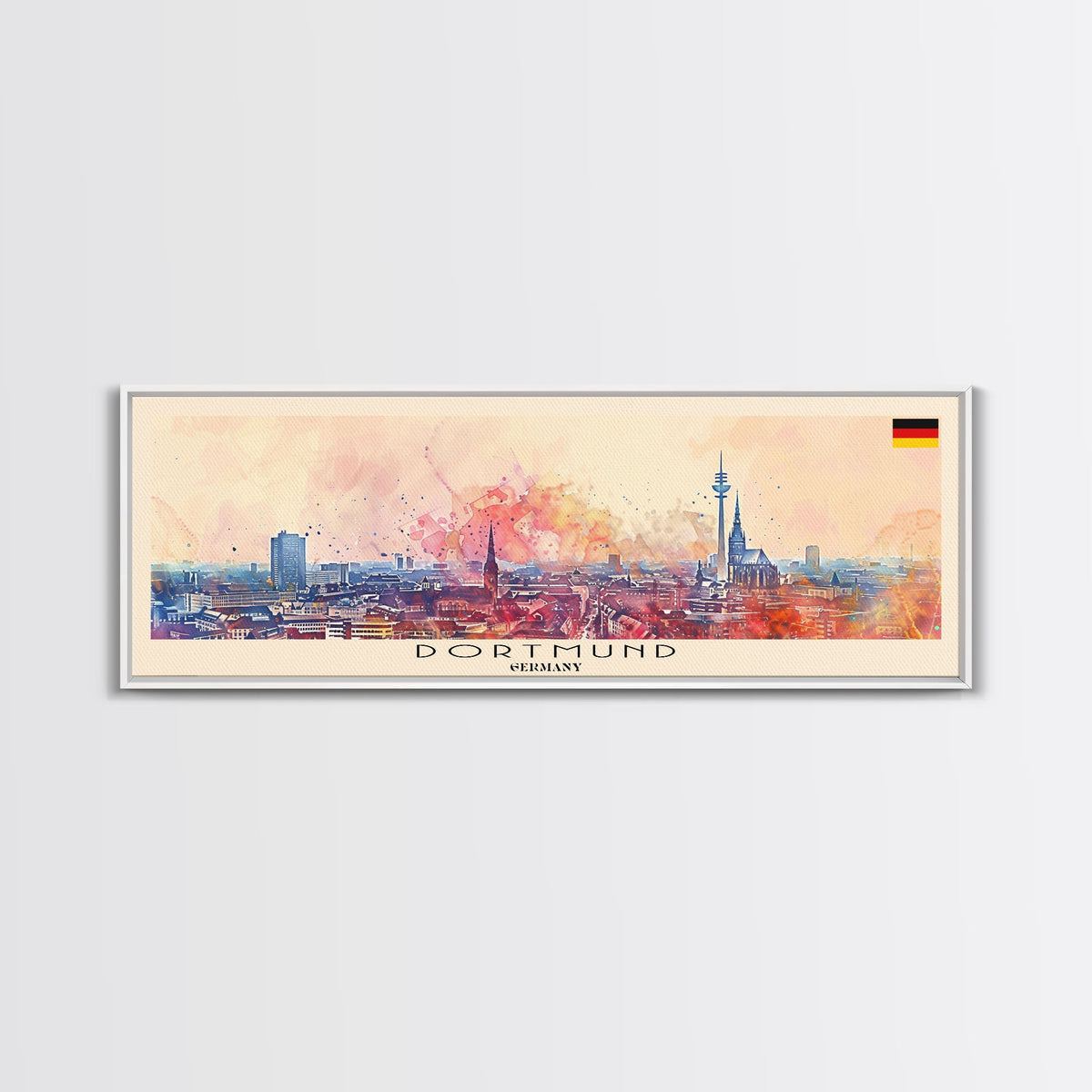 Dortmund Germany Wall Art, Panoramic Travel Poster, Panoramic Framed Canvas Print, City Wall Art, Wall Hanging Home Decor, Travel Art