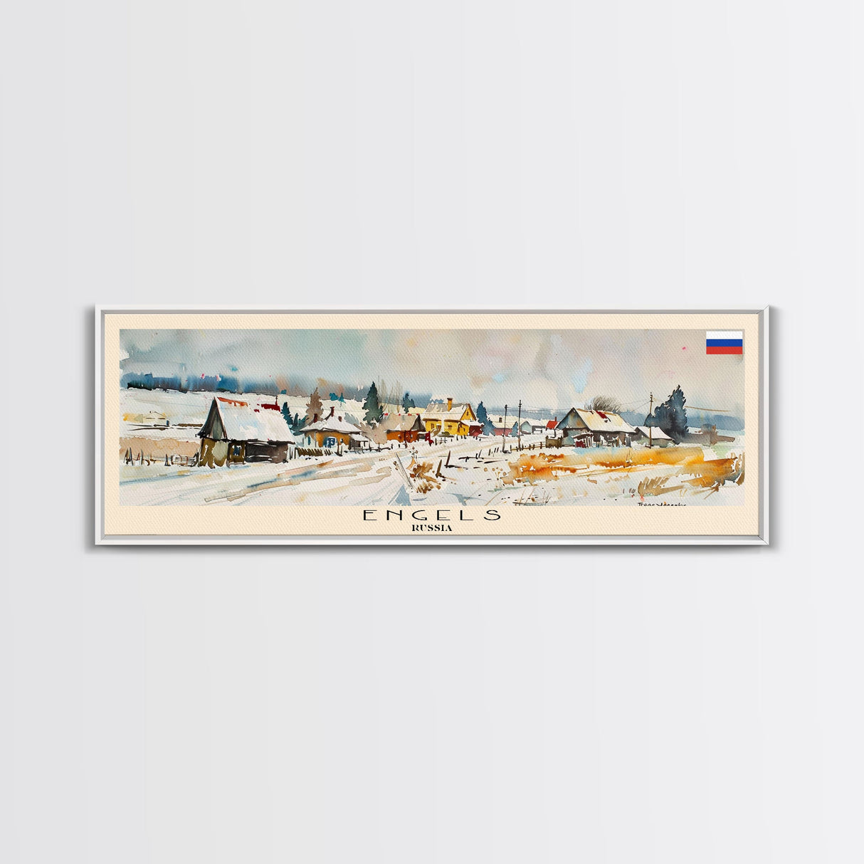 Engels Russia Panoramic Travel Poster, Framed Canvas Print or Metal Wall Art, Travel Art, Home Decor, Panoramic Painting, Midcentury Art