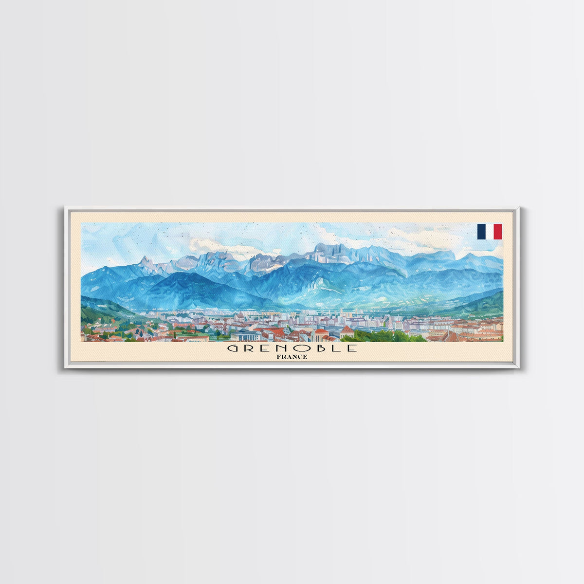 Grenoble France Travel Print Wall Art, Panoramic City Art, Travel Art, Wall Decor, Vacation Gift, Framed Canvas Print Or Metal Art