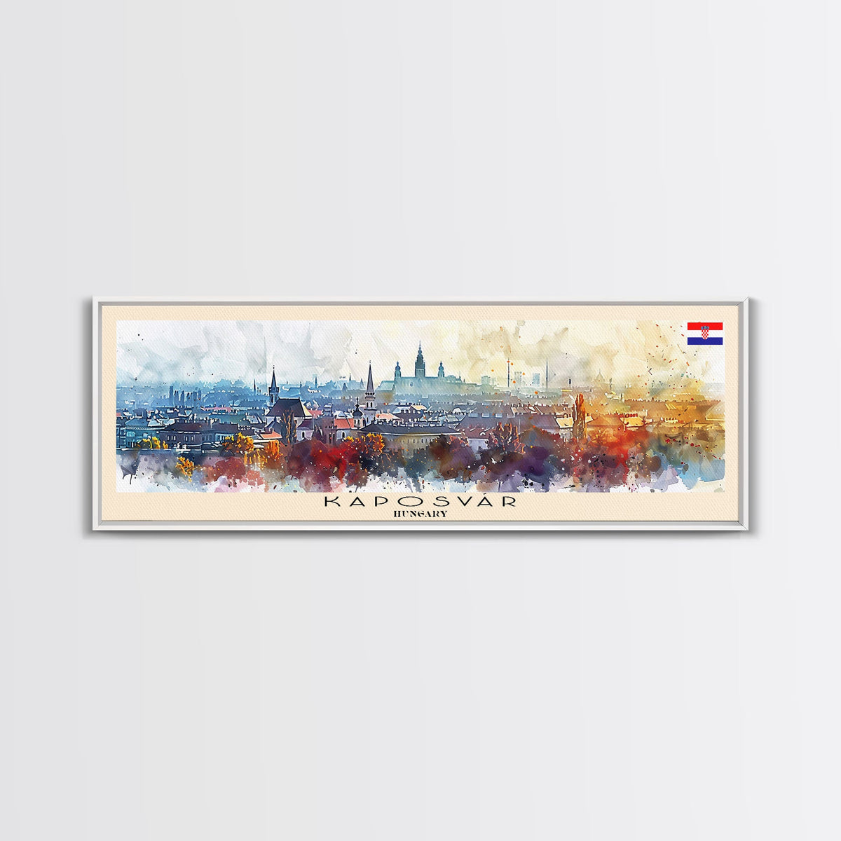 Kaposvar Hungary Travel Print Wall Art, Panoramic City Art, Travel Art, Wall Decor, Vacation Gift, Framed Canvas Print Or Metal Art