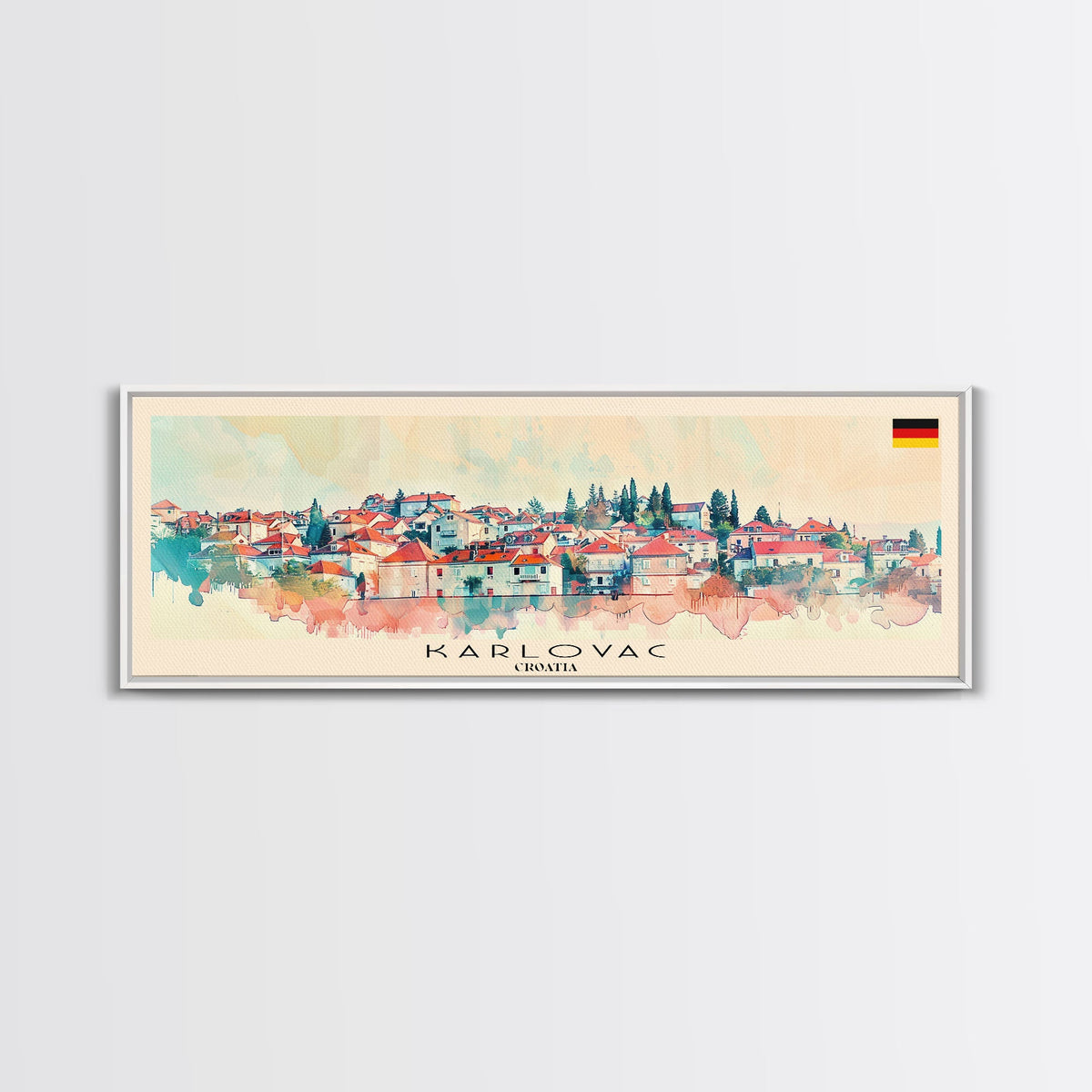 Karlovac Croatia Travel Art, City Art, Framed Canvas Print or Metal Wall Art, Europe Travel Poster, Panoramic Wall Art, Extra Wide Wall Art