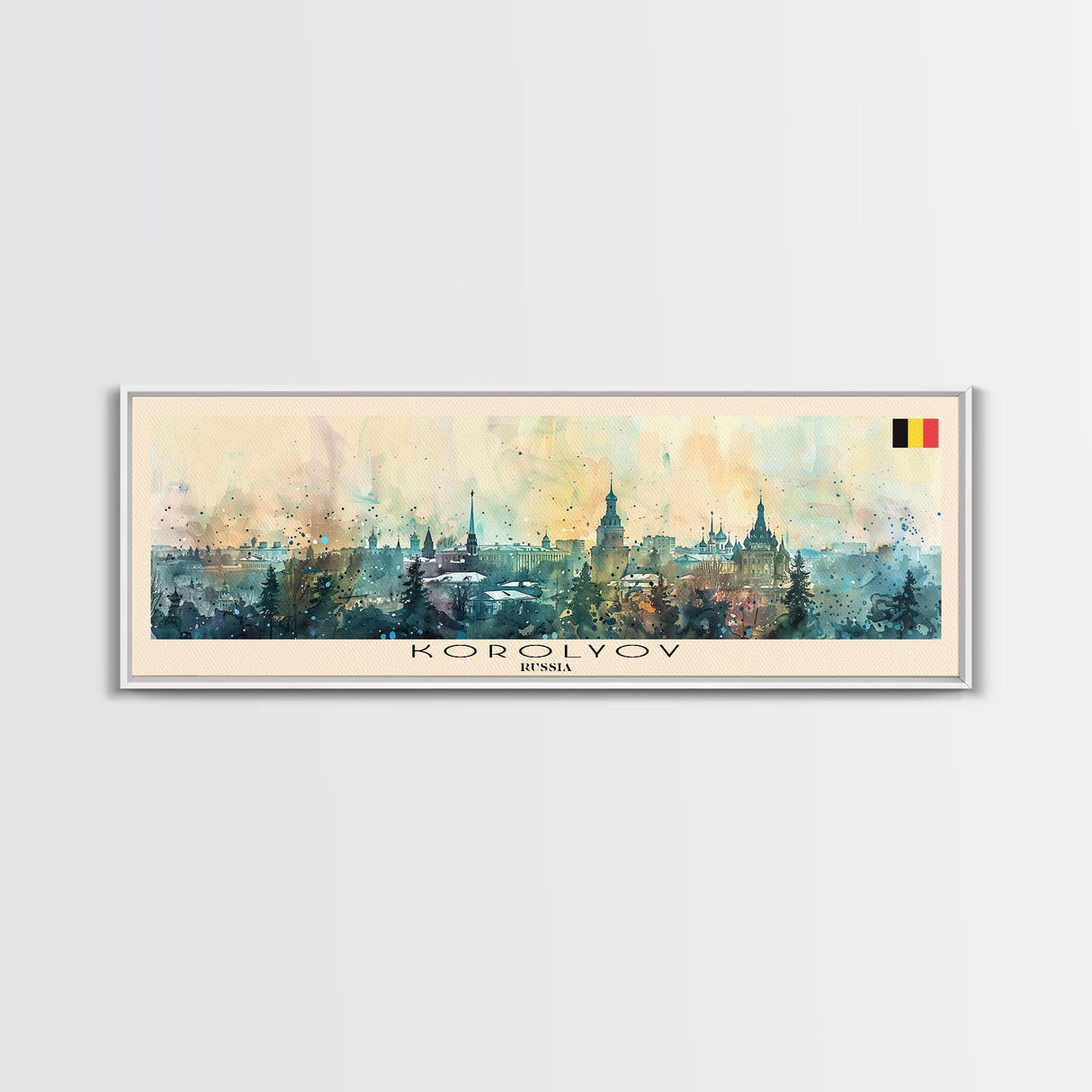 Korolyov Russia Wall Art, Panoramic Travel Poster, Panoramic Framed Canvas Print, City Wall Art, Wall Hanging Home Decor, Travel Art