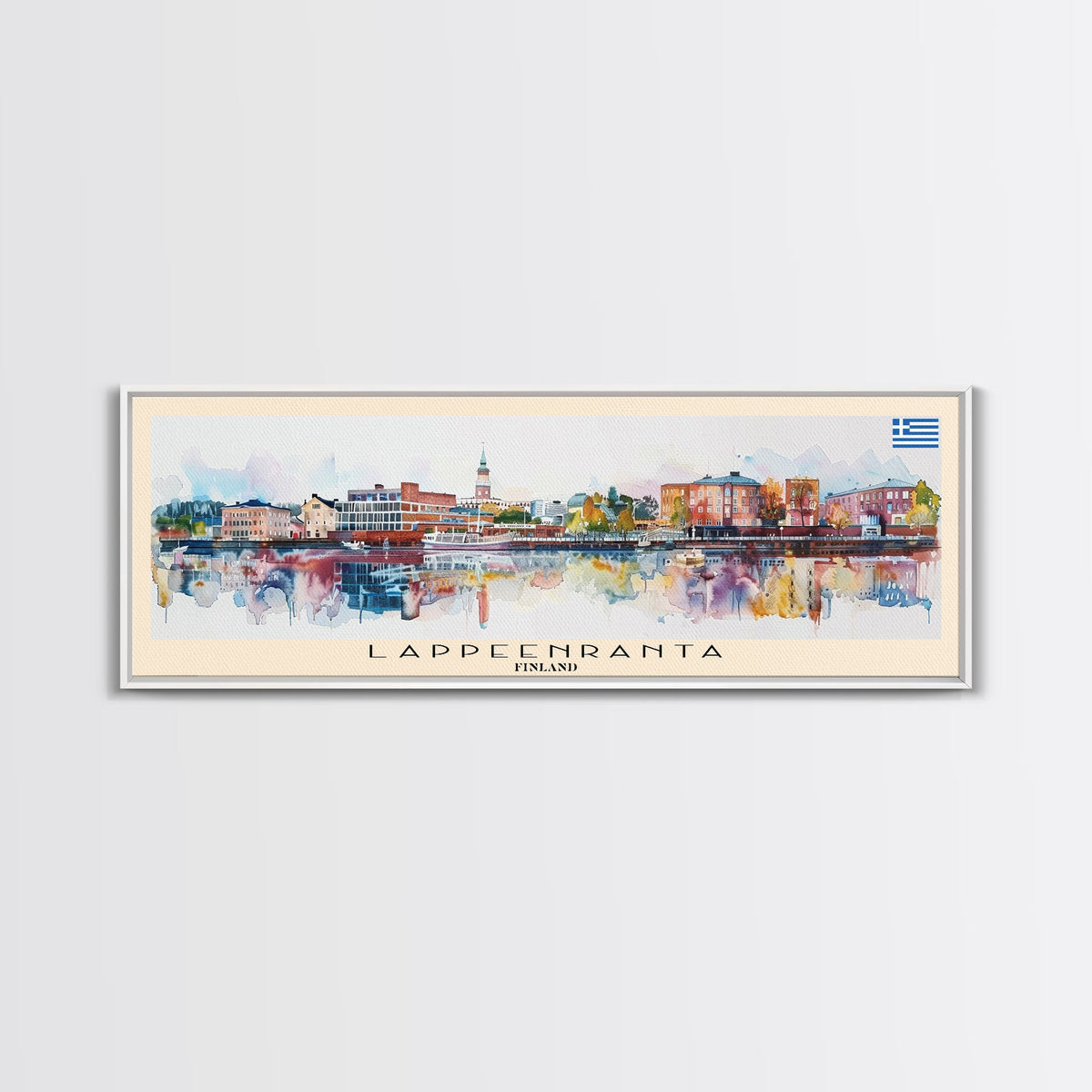 Lappeenranta Finland Panoramic Travel Poster, Framed Canvas Print or Metal Wall Art, Travel Art, Home Decor, Panoramic Painting, Midcentury Art