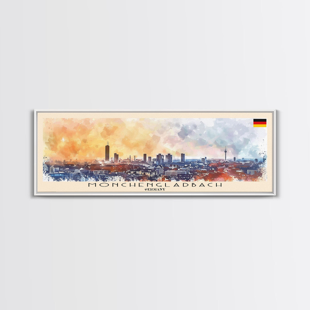 Monchengladbach Germany Travel Art, City Art, Framed Canvas Print or Metal Wall Art, Europe Travel Poster, Panoramic Wall Art, Extra Wide Wall Art