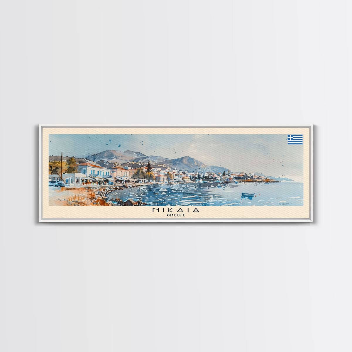 Nikaia Greece Wall Art, Panoramic Travel Poster, Panoramic Framed Canvas Print, City Wall Art, Wall Hanging Home Decor, Travel Art