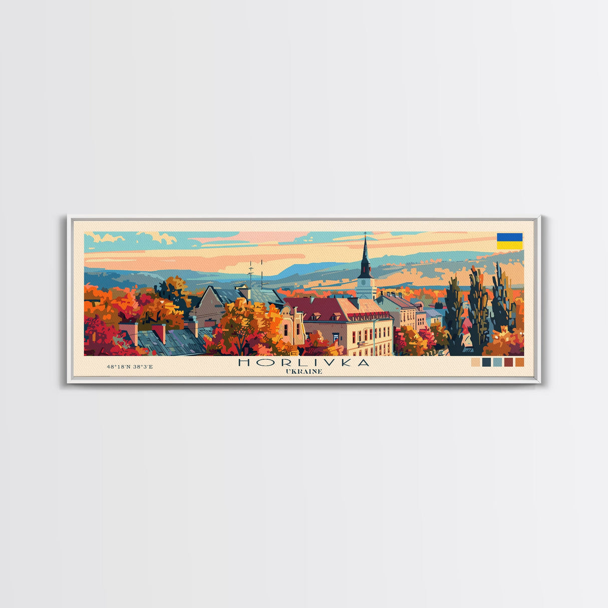 Horlivka Ukraine Wall Art, Panoramic Travel Poster, Panoramic Framed Canvas Print, City Wall Art, Wall Hanging Home Decor, Travel Art
