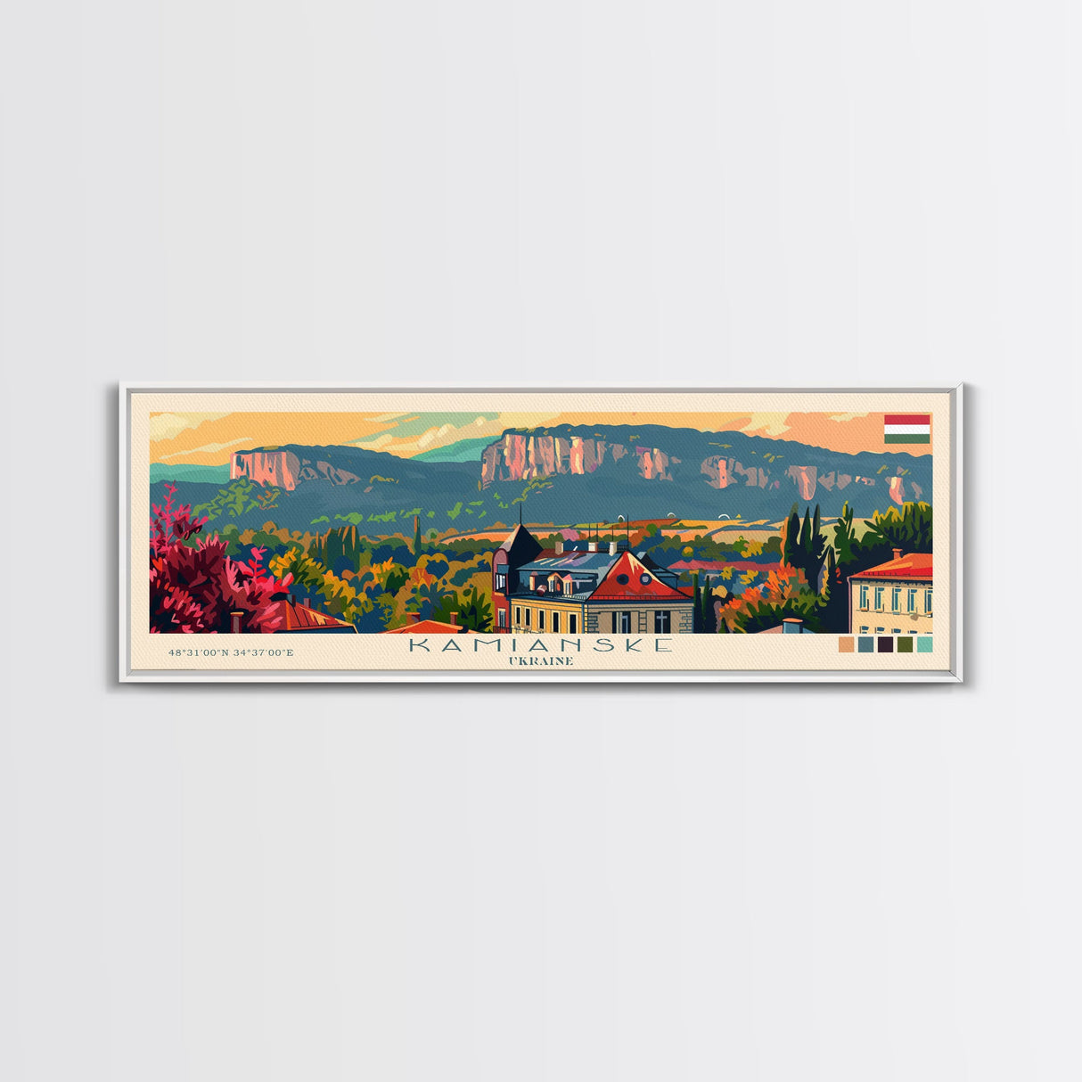 Kamianske Ukraine Wall Art, Panoramic Travel Poster, Panoramic Framed Canvas Print, City Wall Art, Wall Hanging Home Decor, Travel Art