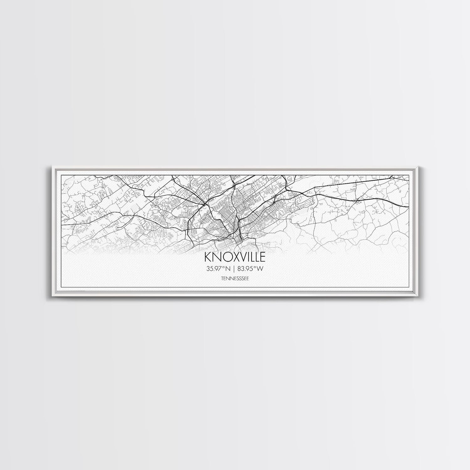 Panoramic Knoxville City Map, Tennessee Art, Map Print, Minimalist Wall Art, Canvas Art, Housewarming Gift, Street Map Art, Closing Gift
