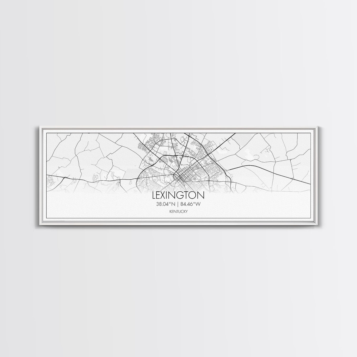 Panoramic Lexington City Map, Kentucky Art, Map Print, Minimalist Wall Art, Canvas Art, Housewarming Gift, Street Map Art, Closing Gift