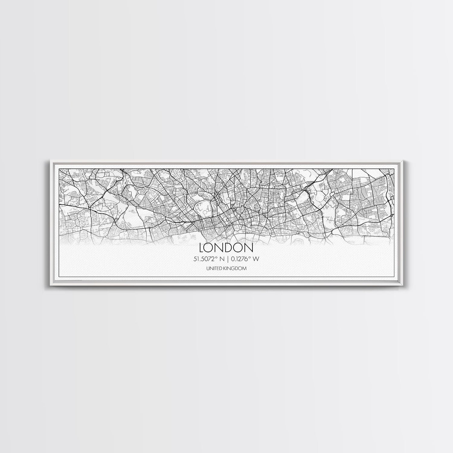 Panoramic London City Map, United Kingdom Art, Map Print, Minimalist Wall Art, Canvas Art, Housewarming Gift, Street Map Art, Closing Gift