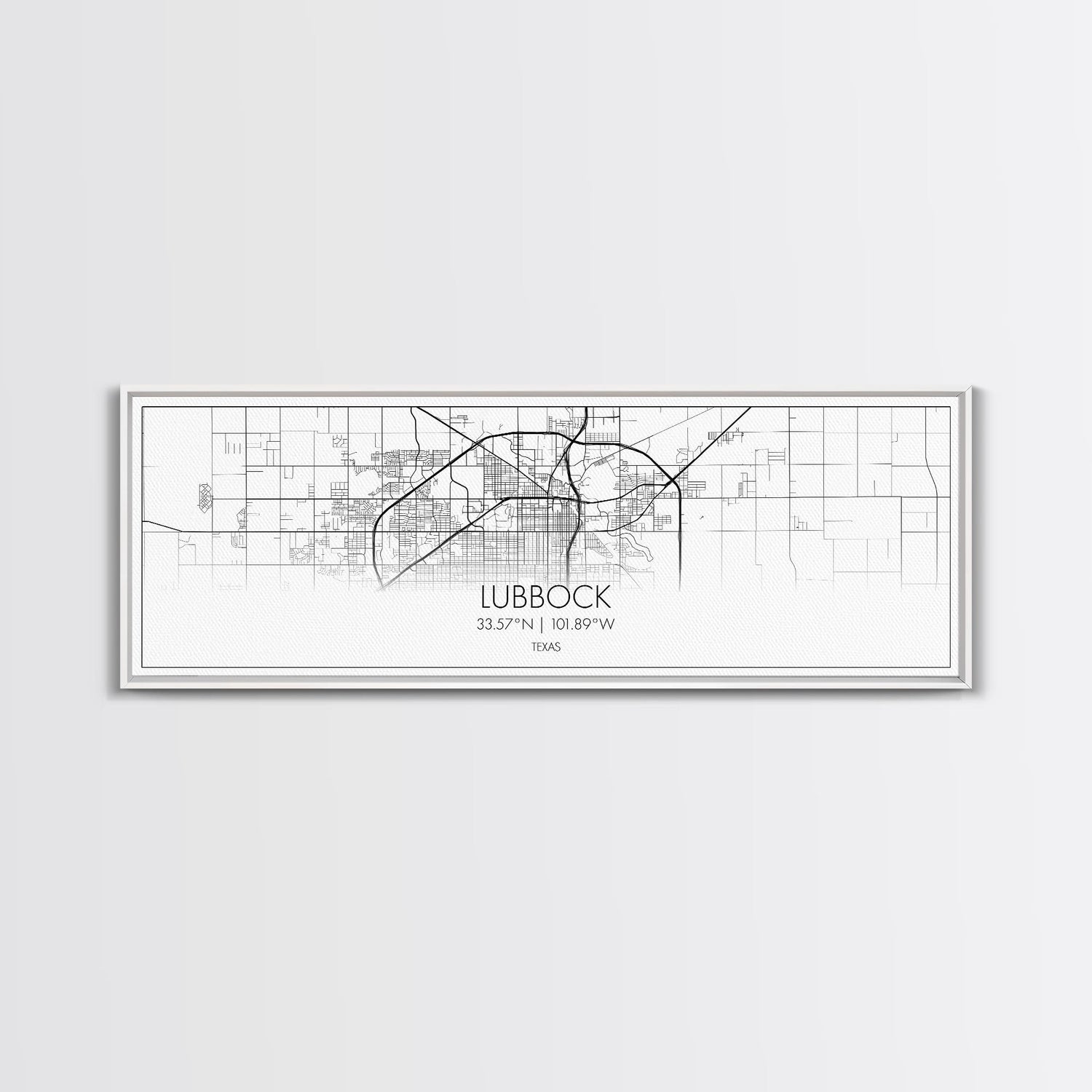 Panoramic Lubbock City Map, Texas Art, Map Print, Minimalist Wall Art, Canvas Art, Housewarming Gift, Street Map Art, Closing Gift