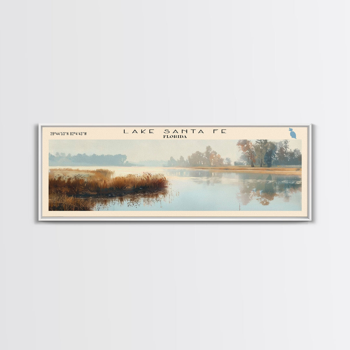 Lake Santa Fe, Boho Art, Stunning Landscape, Travel Poster Art, Wall Art, Home Decor, Nature Scene, Lake Painting, Minimalist Art, Bedroom Decor, Travel Print, Framed Canvas Print, Lake House Decor, Panoramic Print