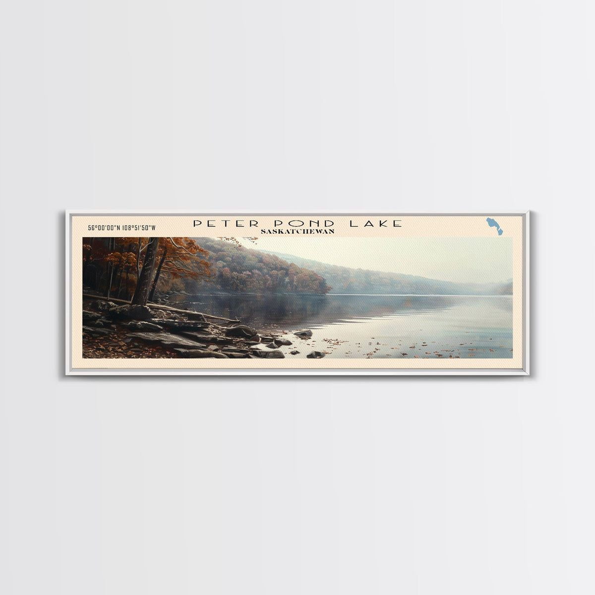 Radner Lake Tennessee Framed Canvas Print, Lake House Decor, Wall Art, Panoramic Travel Poster, Scenic Wall Art, Living Room Decor