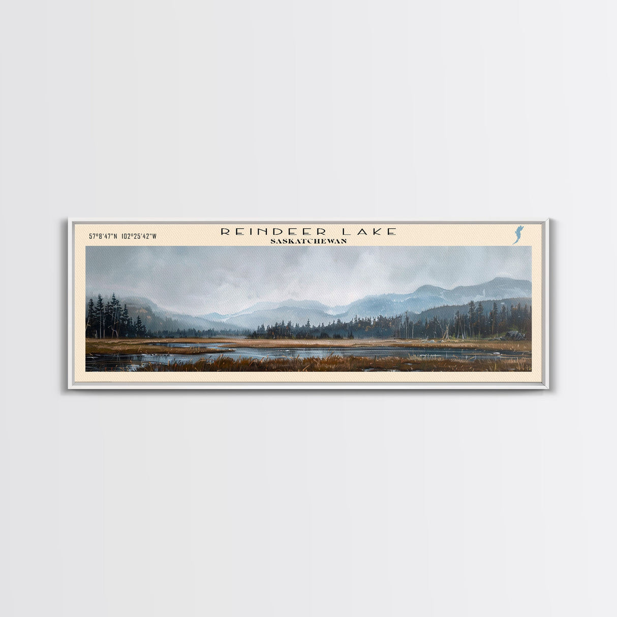 Sebago Lake Framed Canvas Print, Lake House Decor, Panoramic Wall Art, Travel Poster, Scenic Lake Scene, Living Room Decor