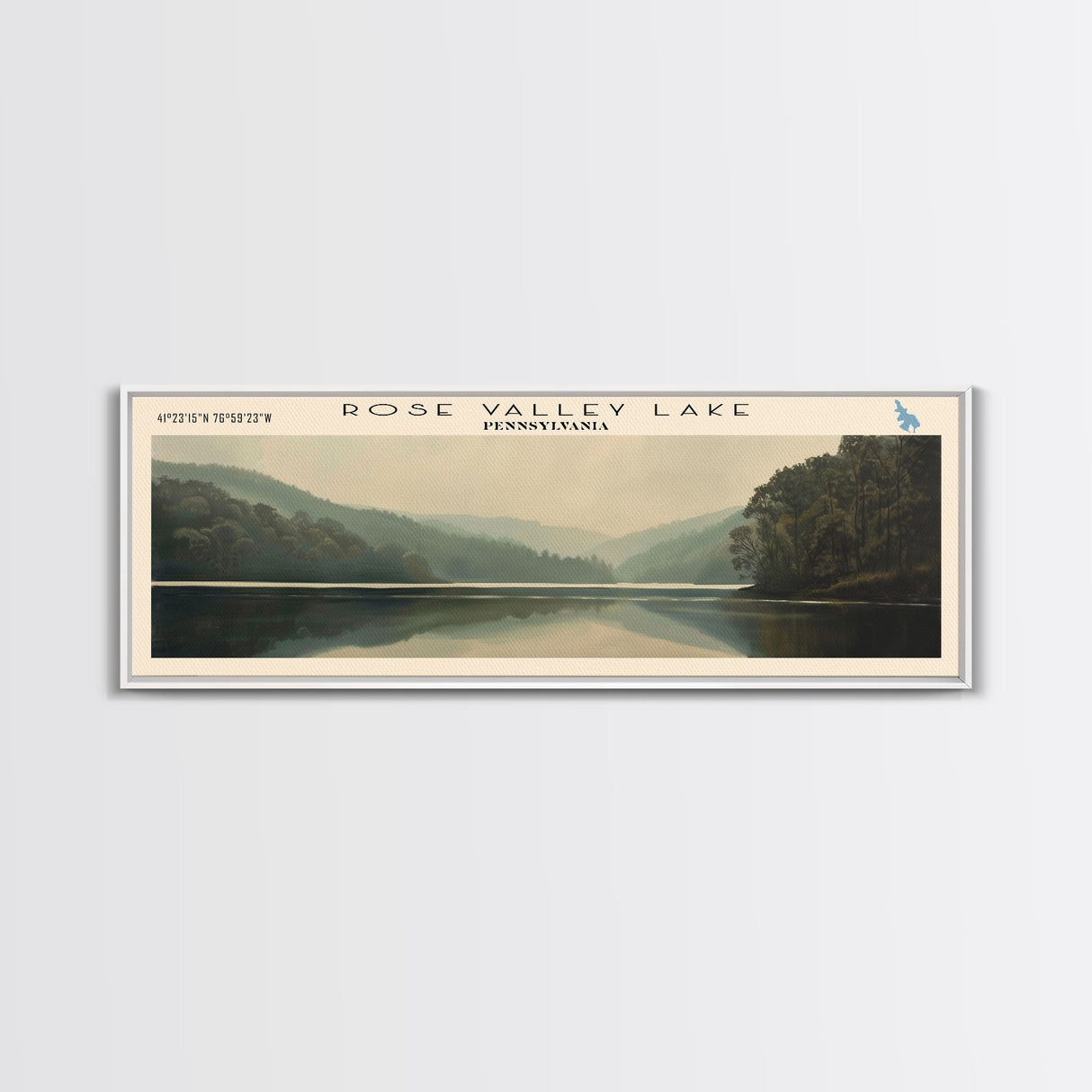 Seneca Lake New York Panoramic Framed Canvas Print, Lake House Decor, Wall Art, Travel Poster, Serene Lake Scene, Bedroom Decor