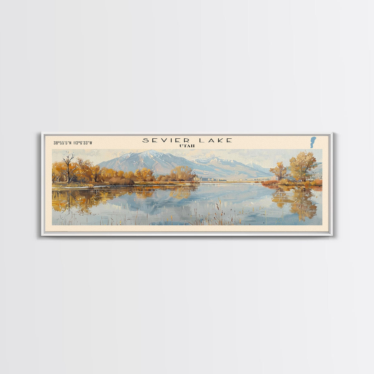 South Henik Lake Panoramic Framed Canvas Print, Lake House Decor, Wall Art, Travel Poster, Scenic Lake Painting, Living Room Decor