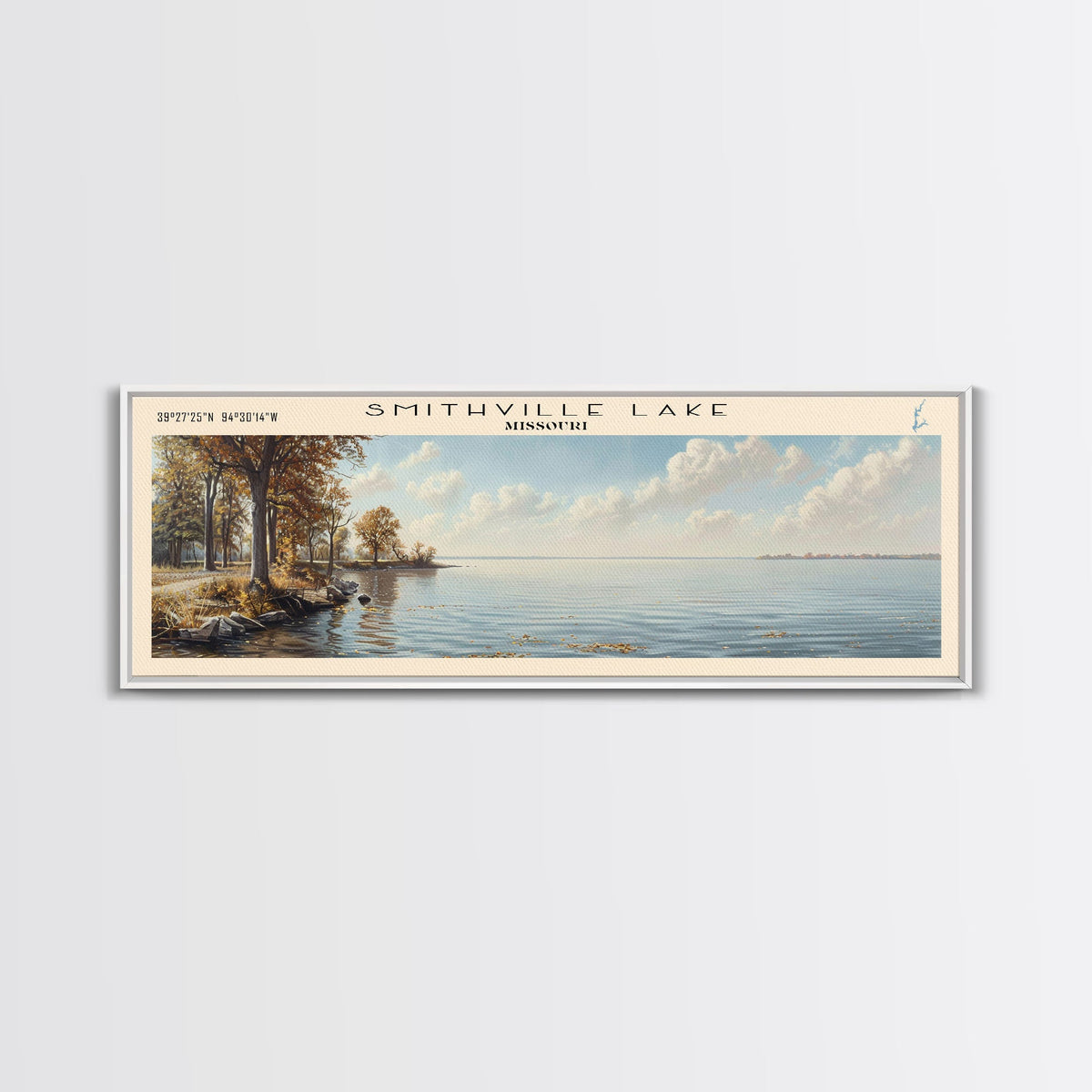 Stump Lake North Dakota Panoramic Wall Art, Framed Canvas Print, Lake House Decor, Travel Poster, Beautiful Lake Scene, Bedroom Decor