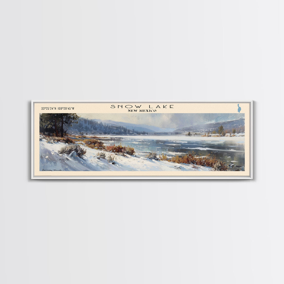Summerville Lake West Virginia Panoramic Wall Art, Framed Canvas Print, Lake House Decor, Travel Poster, Scenic Lake Painting, Living Room Decor