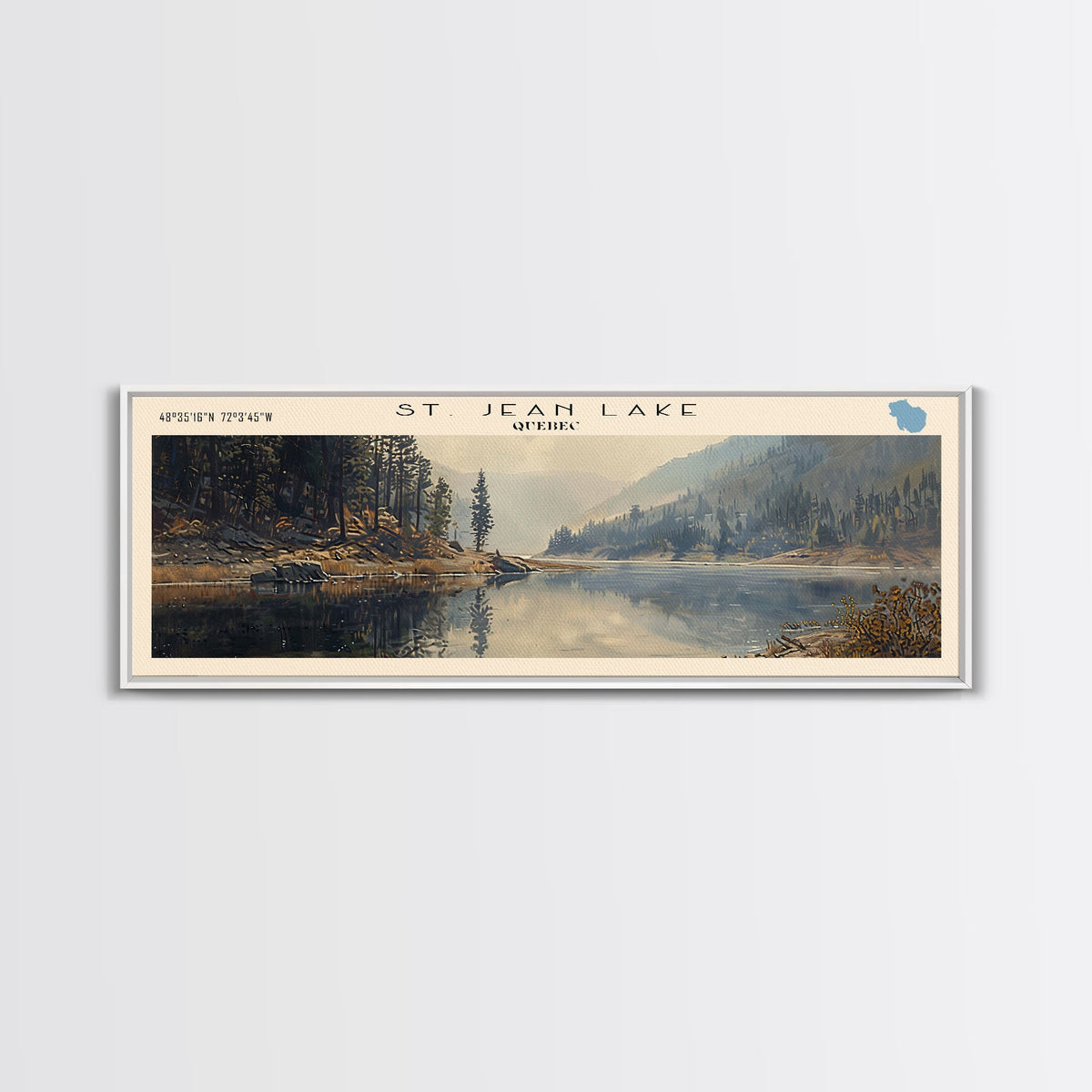 Takslesluk Lake Panoramic Wall Art, Framed Canvas Print, Lake House Decor, Travel Poster, Serene Lake Scene, Living Room Decor
