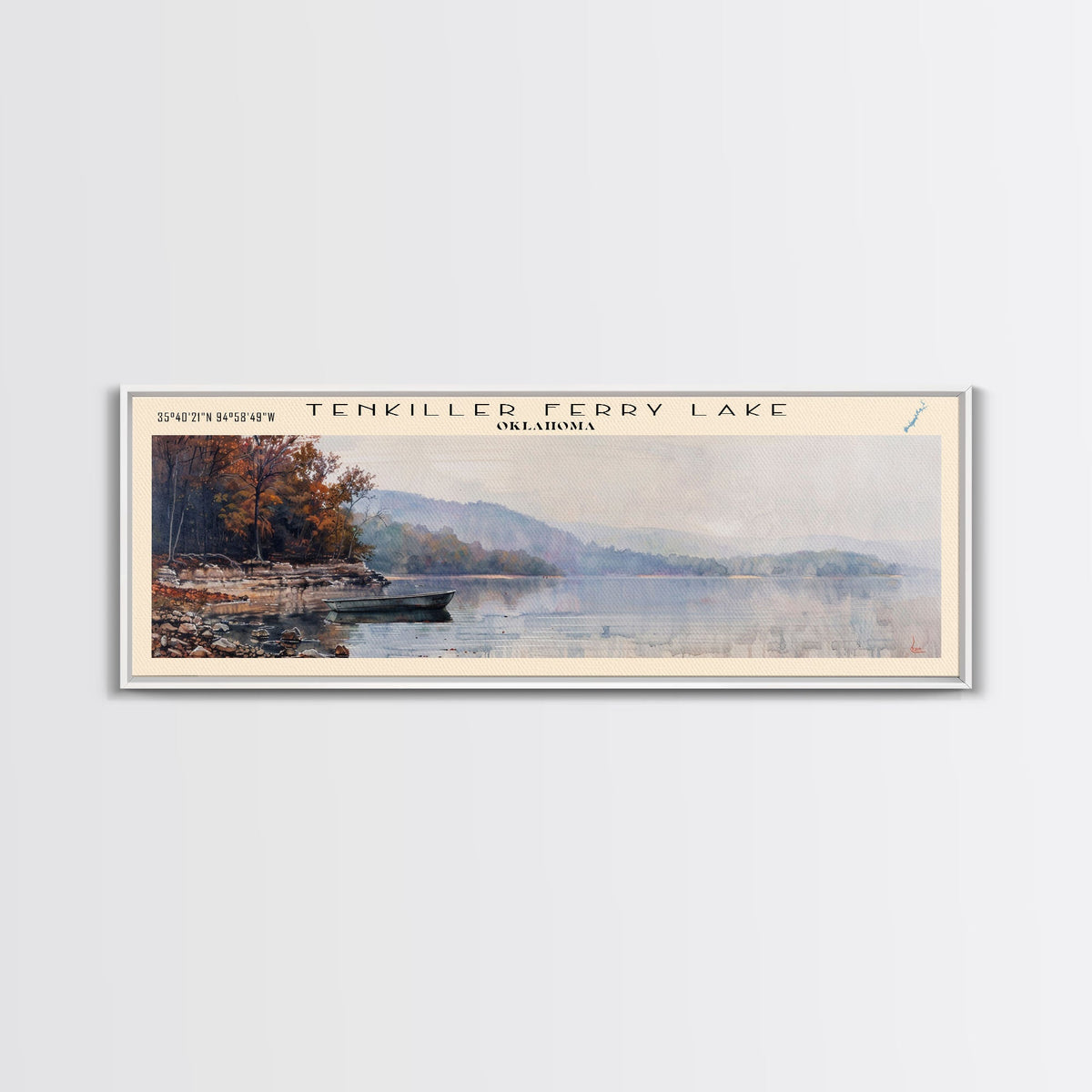 Truman Reservoir Missouri Panoramic Wall Art, Framed Canvas Print, Lake House Decor, Travel Poster, Beautiful Lake Scene, Bedroom Decor