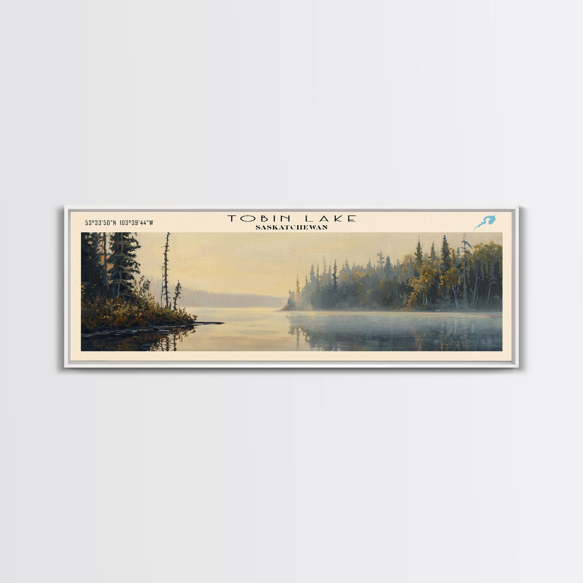 Turkeyfoot Lake Ohio Panoramic Wall Art, Framed Canvas Print, Lake House Decor, Travel Poster, Scenic Lake Scene, Bedroom Decor